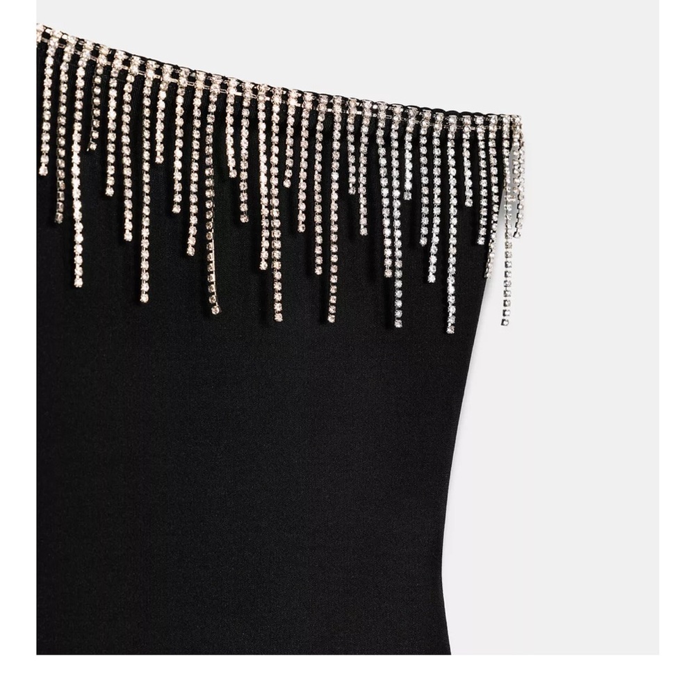 Asymmetric Fringe Bodysuit with sparkle Embellishments - Picture 9 of 11